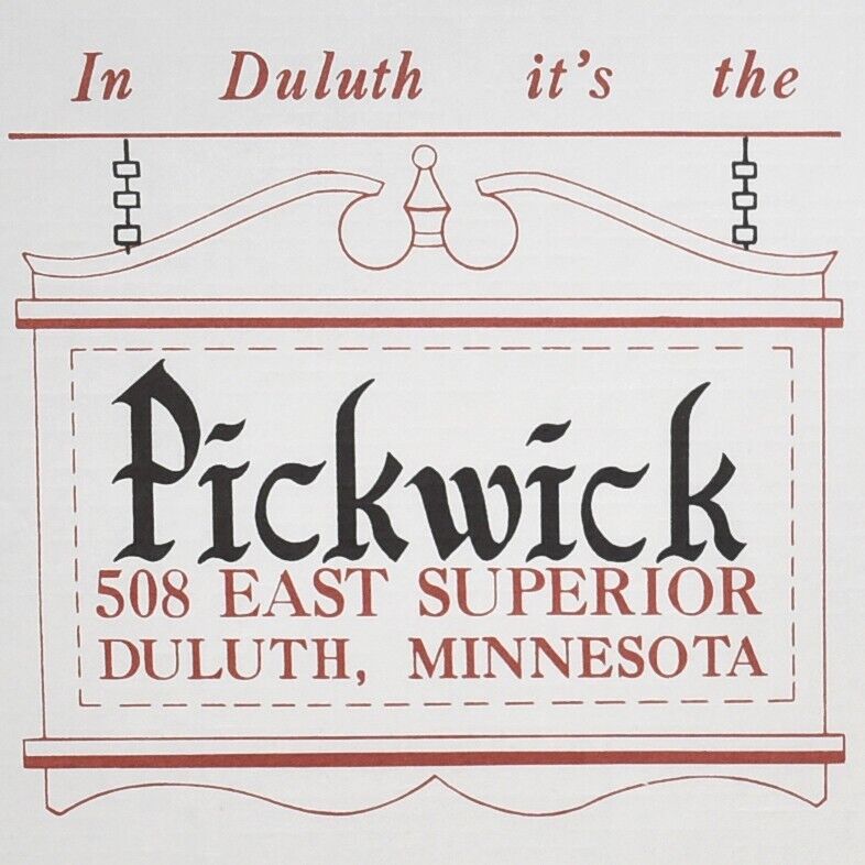 1960s Pickwick Restaurant Placemat 508 East Superior Street Duluth Minnesota