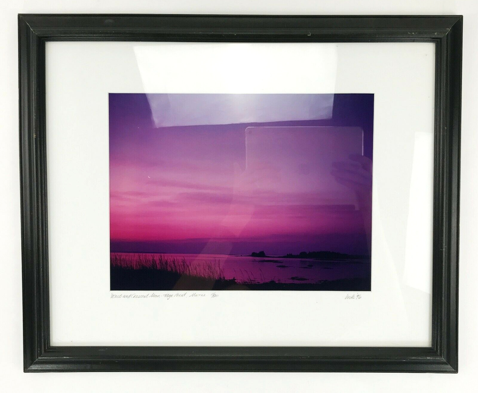 Owen Luck Photo Signed 11/500 “Venus And Crescent Moon” Flye Point Maine 1996