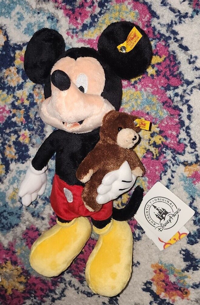NEW Disney Parks Steiff Mickey Mouse Plush with Steiff Teddy Bear NWT