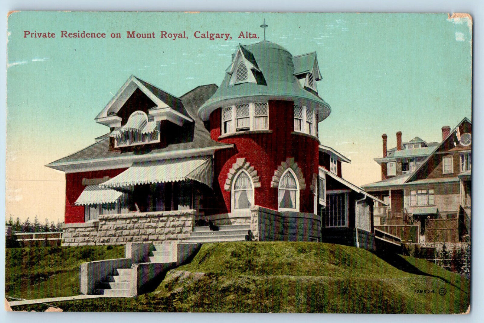 Calgary Alberta Canada Postcard Private Residence on Mount Royal c1910