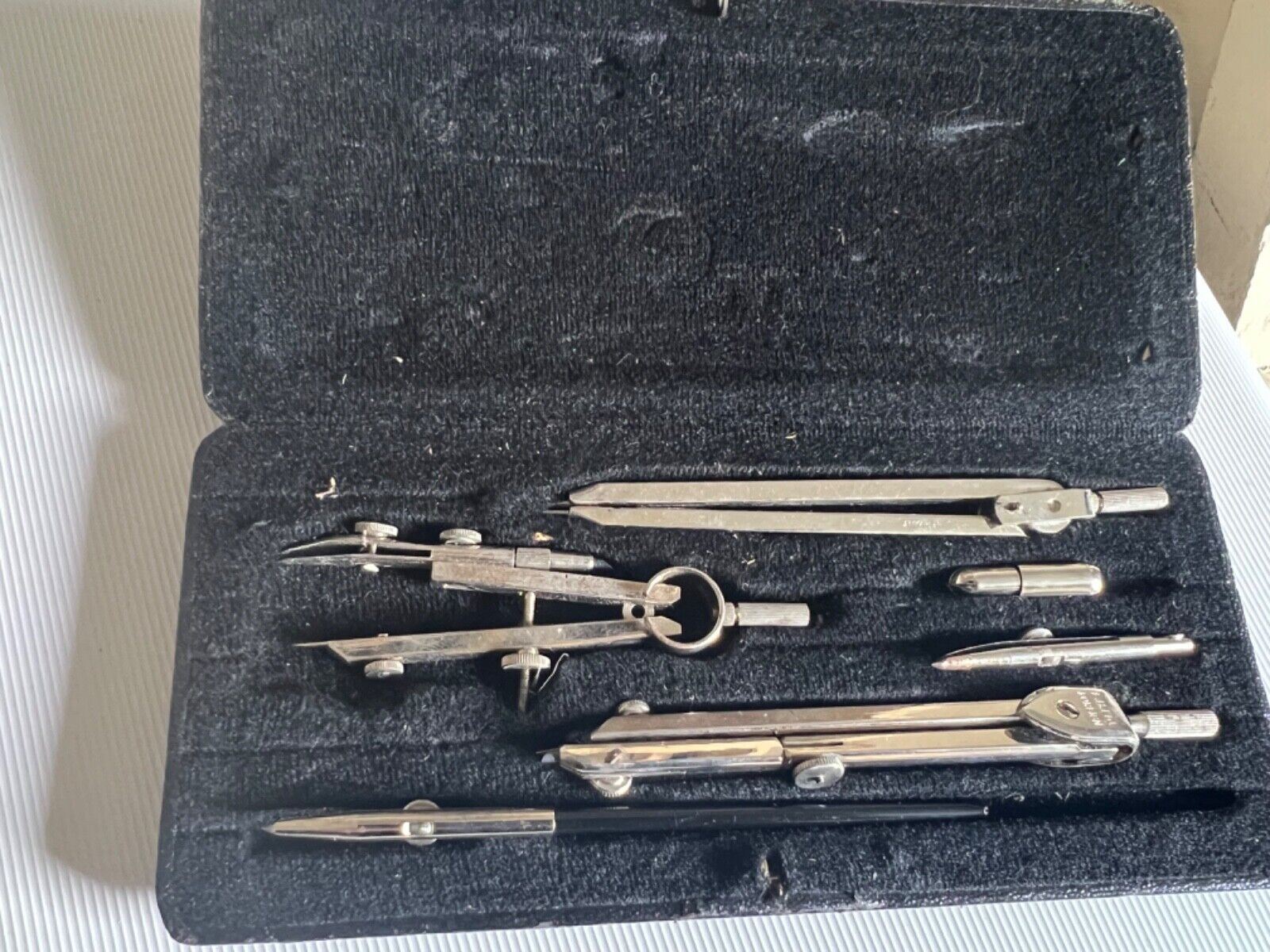Antique Drafting Instrument Set, German Drawing Tools, Drafting Box, Compass