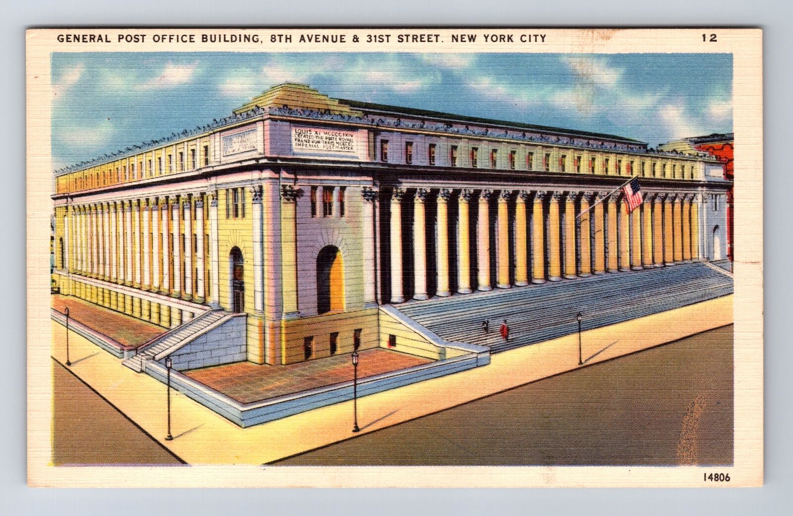 New York City, General Post Office Building, Antique Vintage Postcard