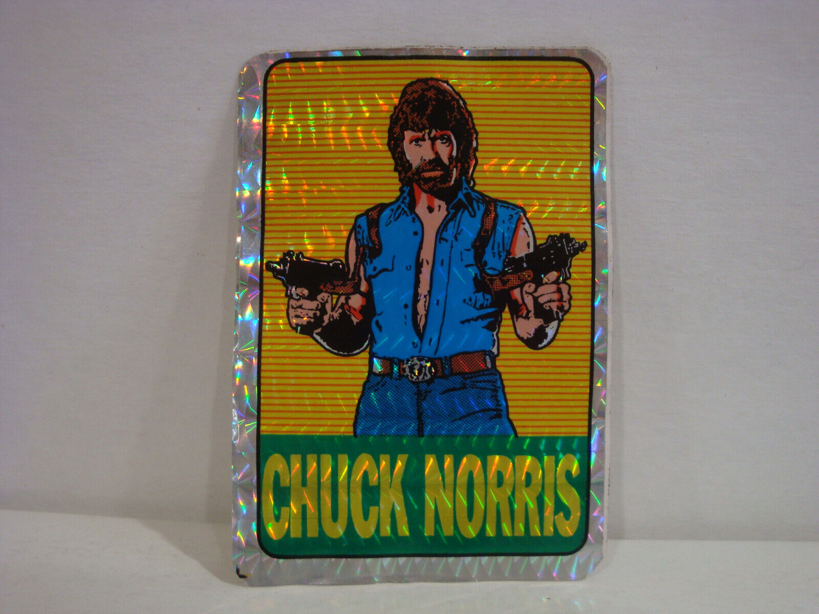 Original 1980\'s Chuck Norris Invasion USA Prism Vending Machine Sticker