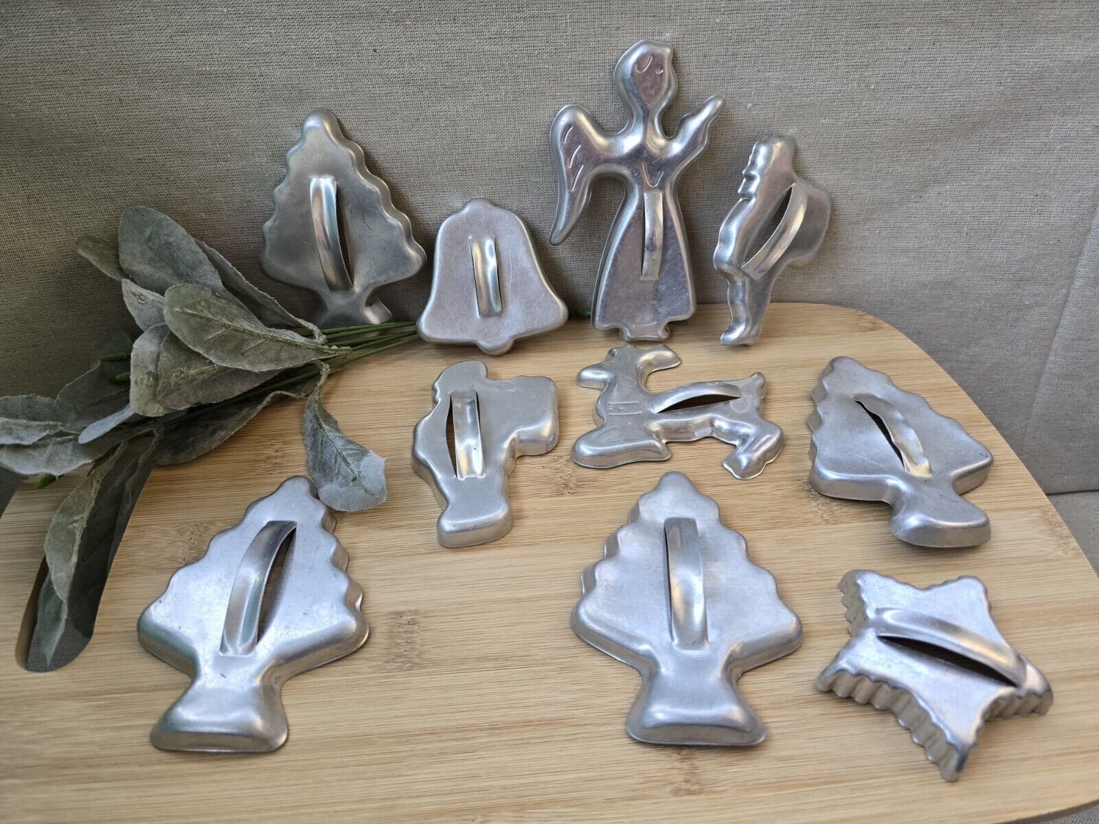 Vintage Lot of 10 Cookie Cutters Christmas Donut Biscuit Aluminum
