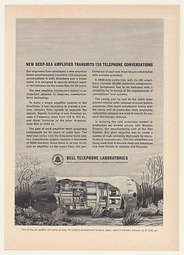 1964 Bell Telephone Labs Deep-Sea Amplifier Print Ad