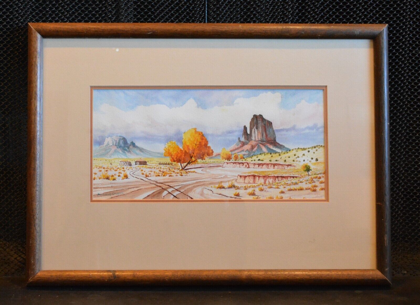 Robert Draper - Navajo Artist - Watercolor Painting Hogan Shiprock N.M. - Autumn