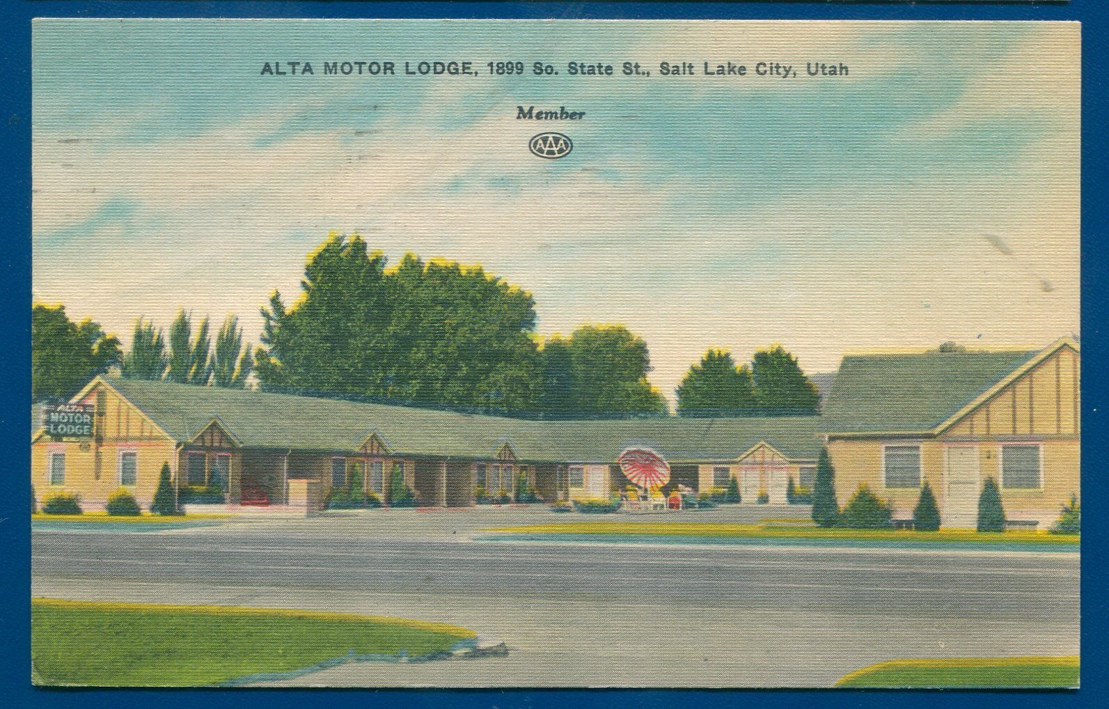 Alta Motor Lodge Salt Lake City UT Utah linen postcard