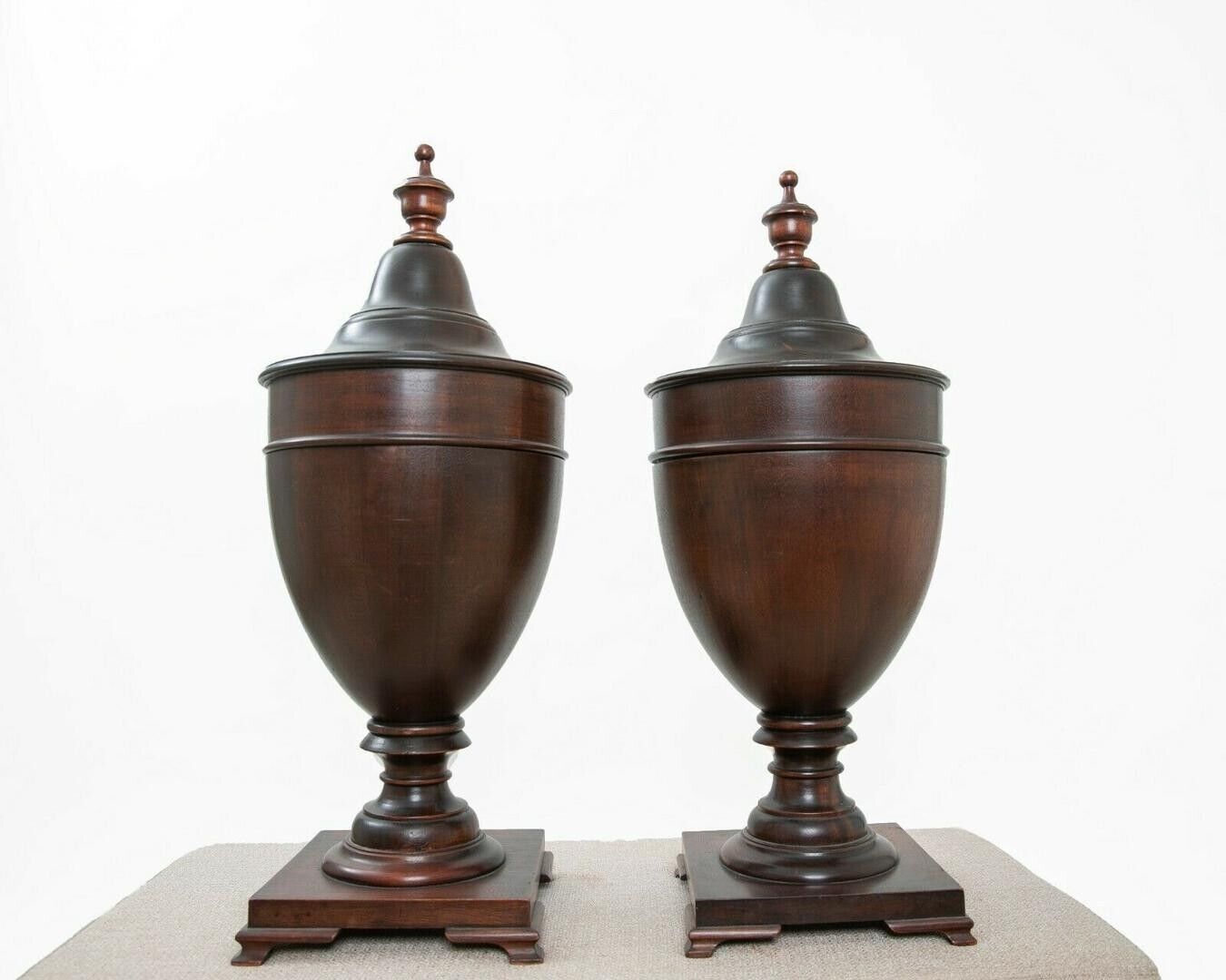 Mid 19th Century Pair of Regency-Style Mahogany Cutlery Urns