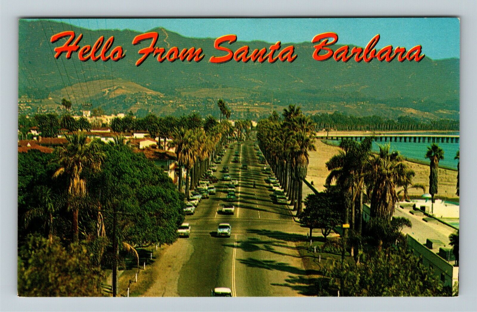 Santa Barbara CA-California, Cabrillo Boulevard, Vintage Postcard