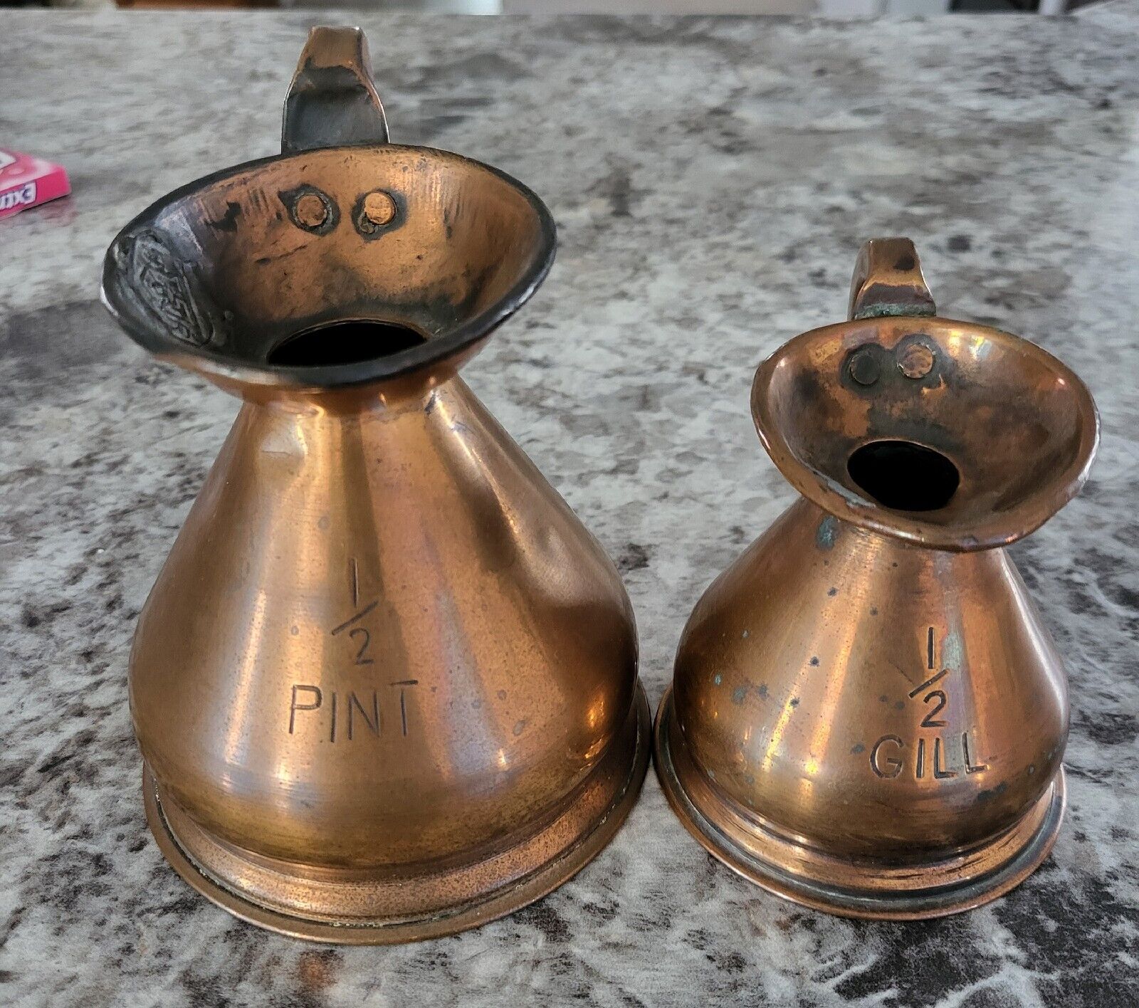 19th Century COPPER HAYSTACK ALE PITCHERS 1\\2 Pint and 1\\2 Gill