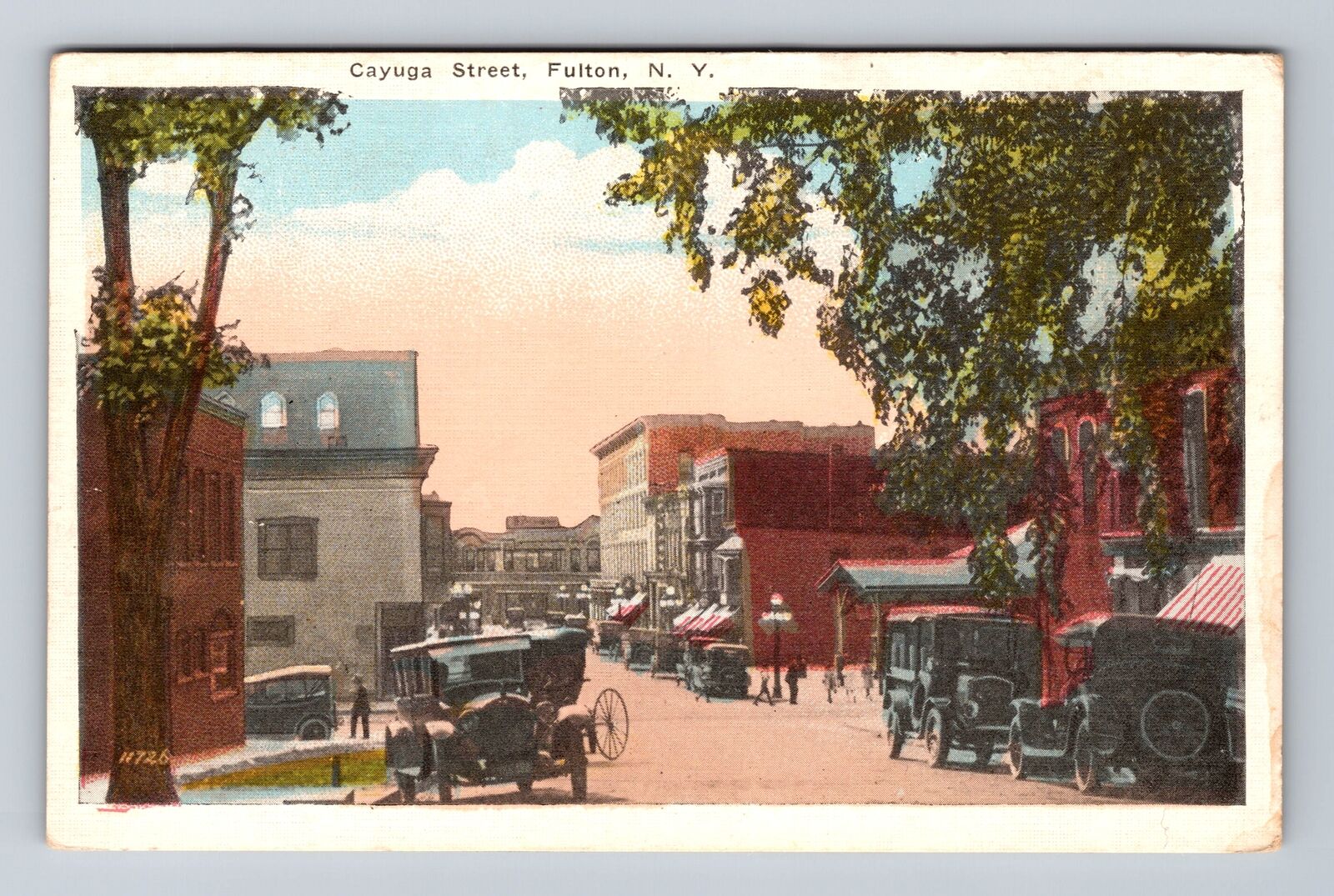 Fulton NY-New York, Cayuga Street, Main Business District, Vintage Postcard