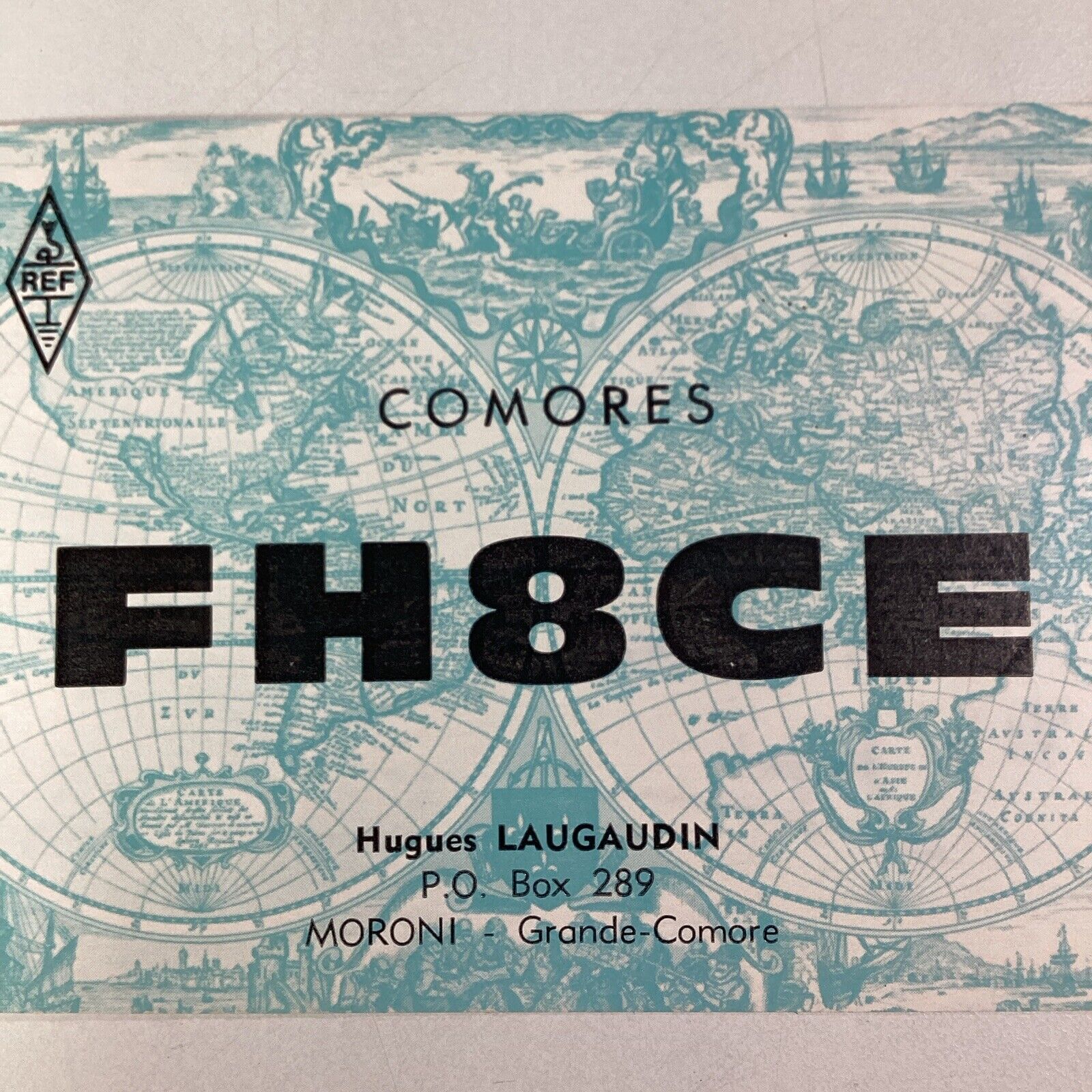 Comoros Africa QSL Radio Card 1970 Moroni Hugues Laugaudin Signed