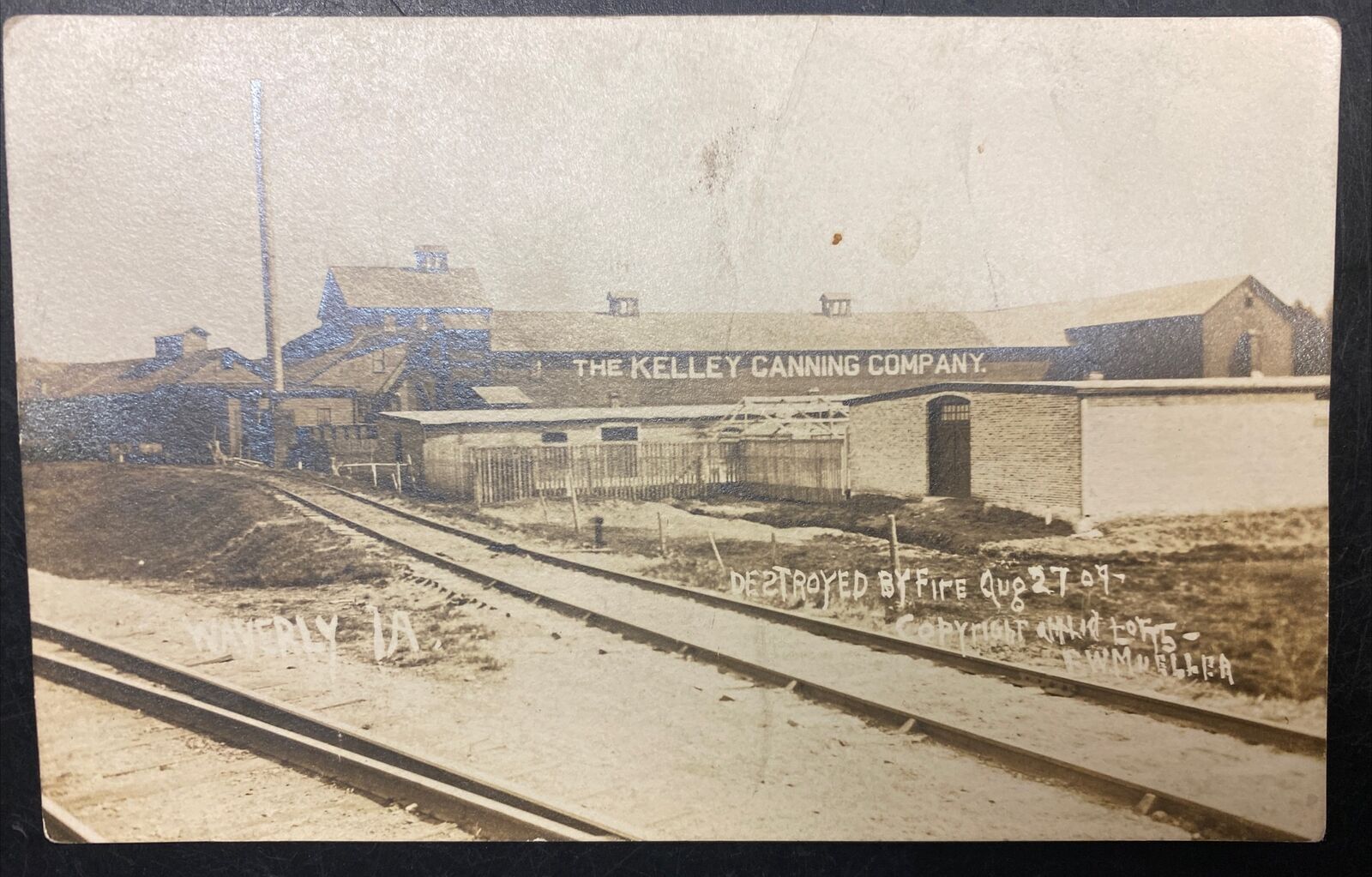 Waverly IA, Kelley Canning Co Can Factory RPPC Real Photo Postcard Vintage Iowa