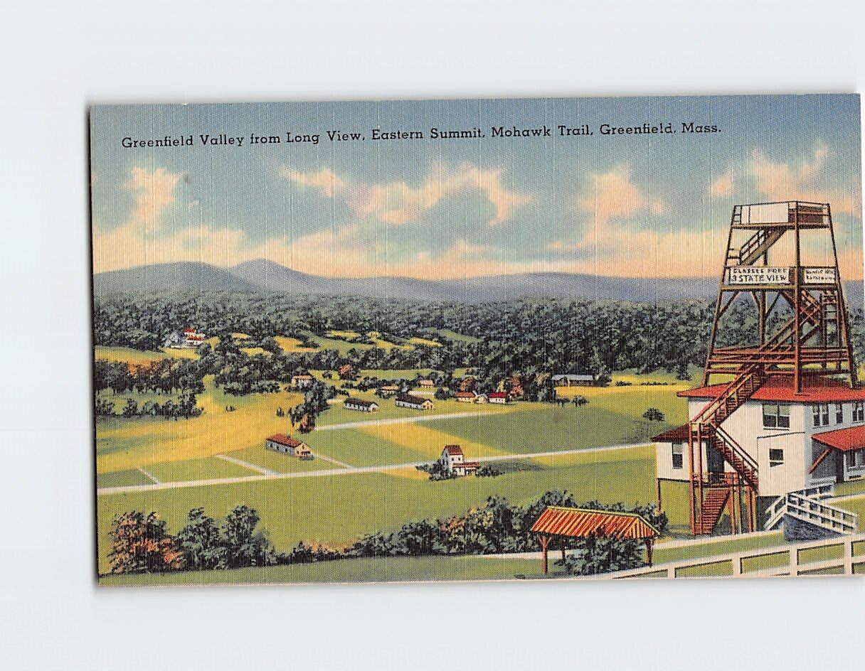 Postcard Greenfield Valley from Long View Mohawk Trail Massachusetts USA