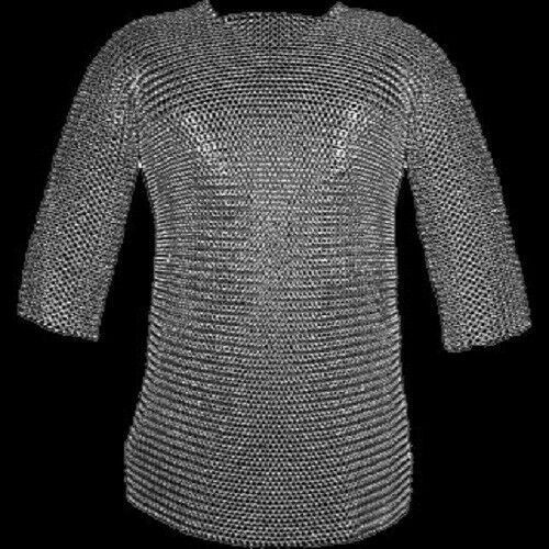 9 mm round Riveted Chain mail Hubergion half sleeve Shirt medium size shirt
