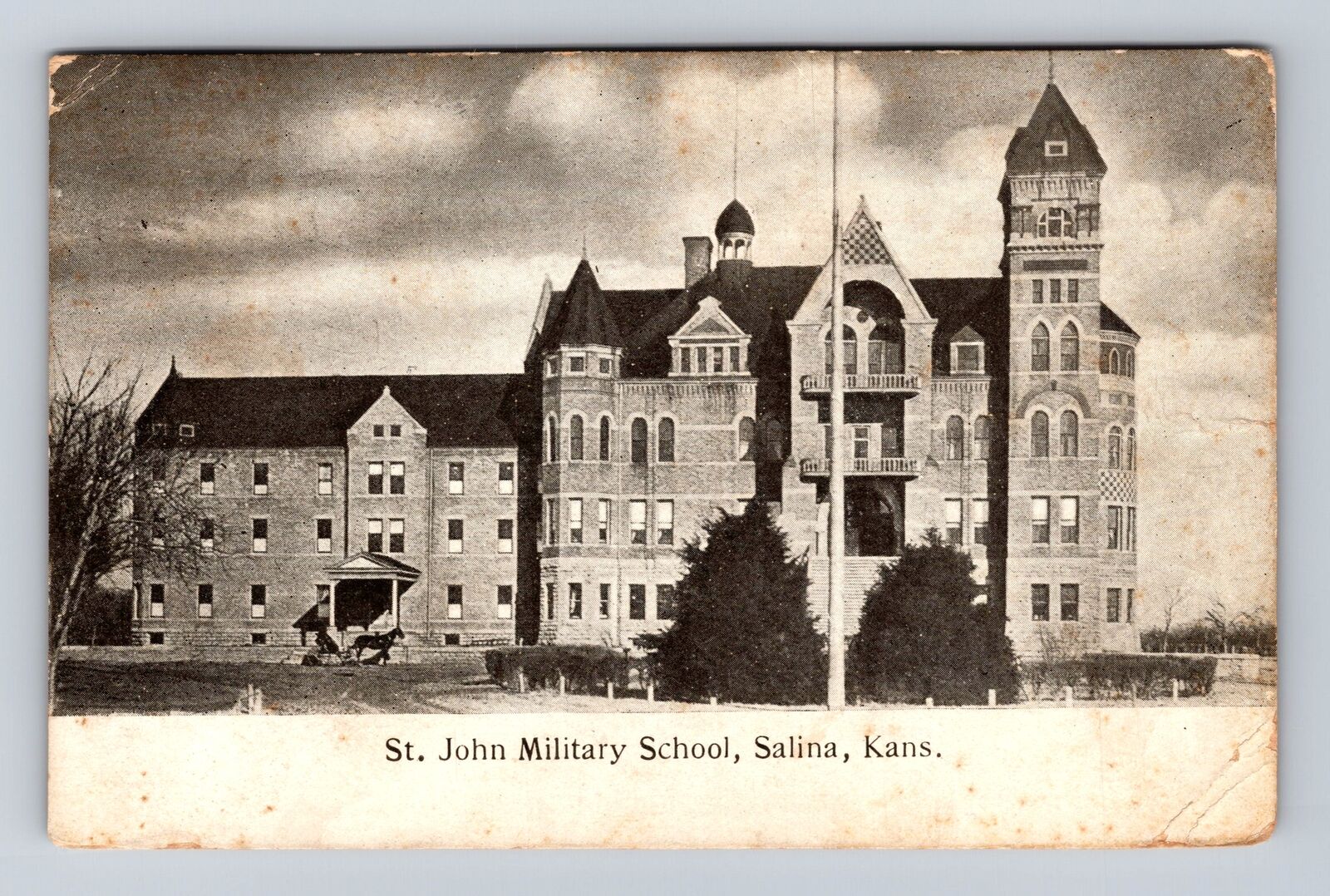 Salina KS-Kansas, St John Military School, Antique, Vintage c1903 Postcard