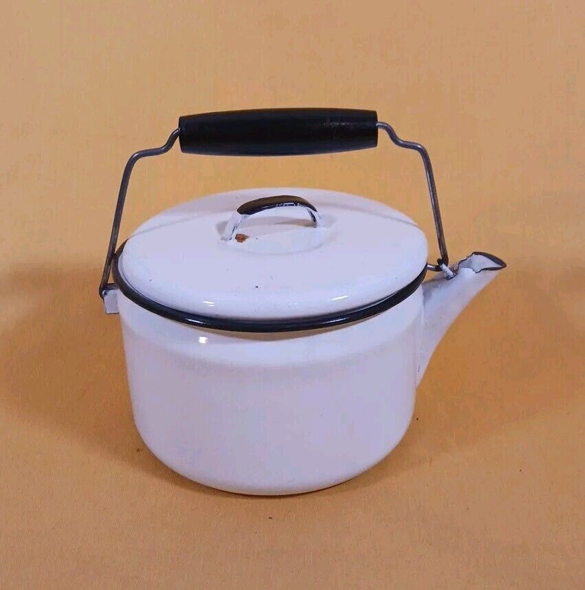 Vintage Enamelware Coffee Or Tea Pot  With Lid