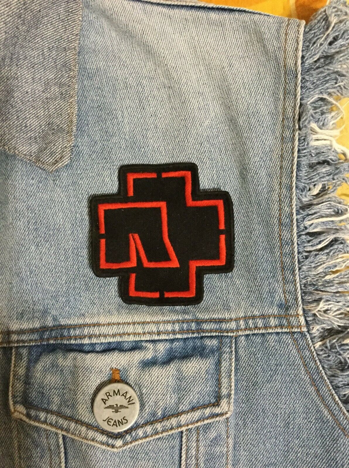Rammstein cross iron on embroidery patch