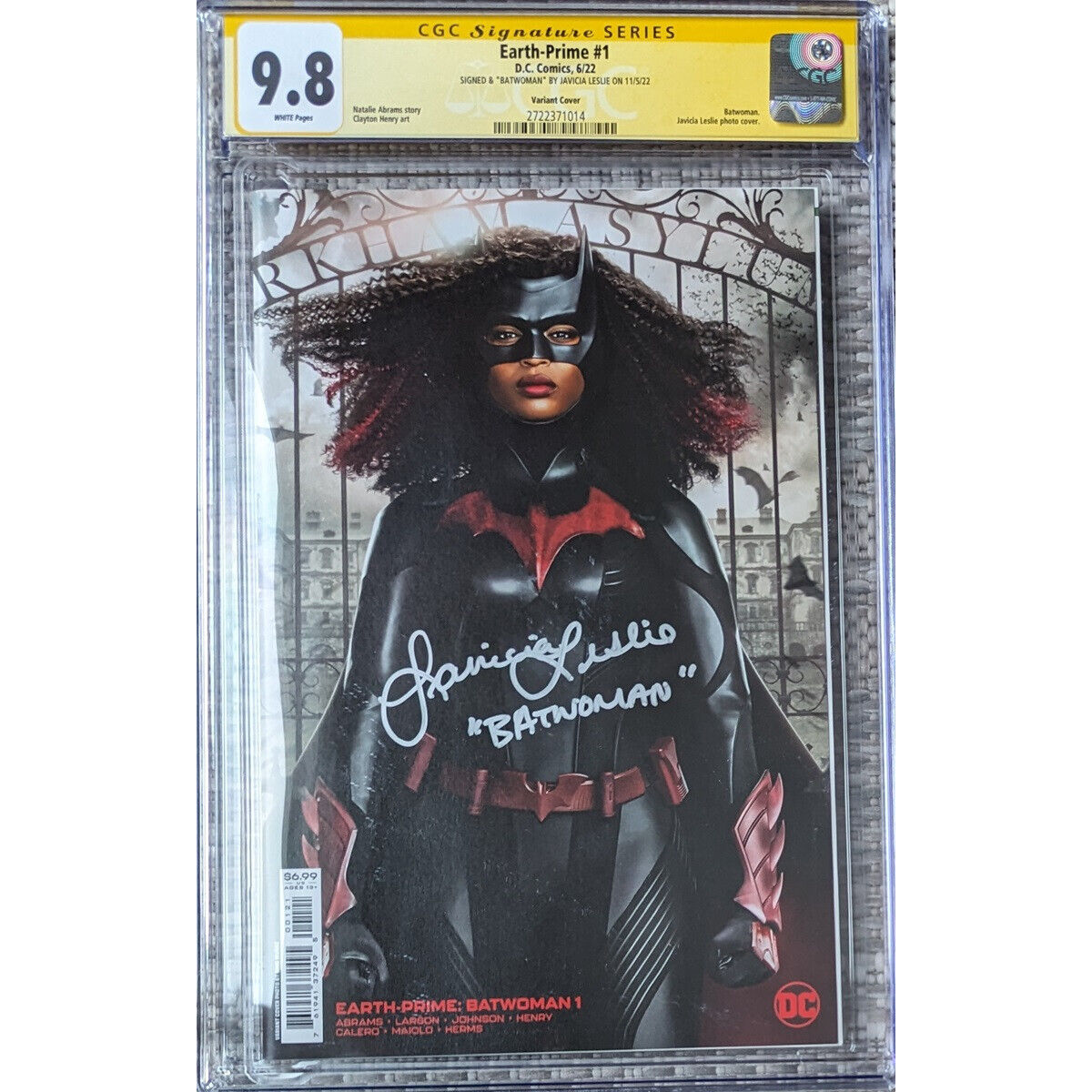 Earth_Prime #1 Batwoman photo cover__CGC 9.8 SS__Signed by Javicia Leslie