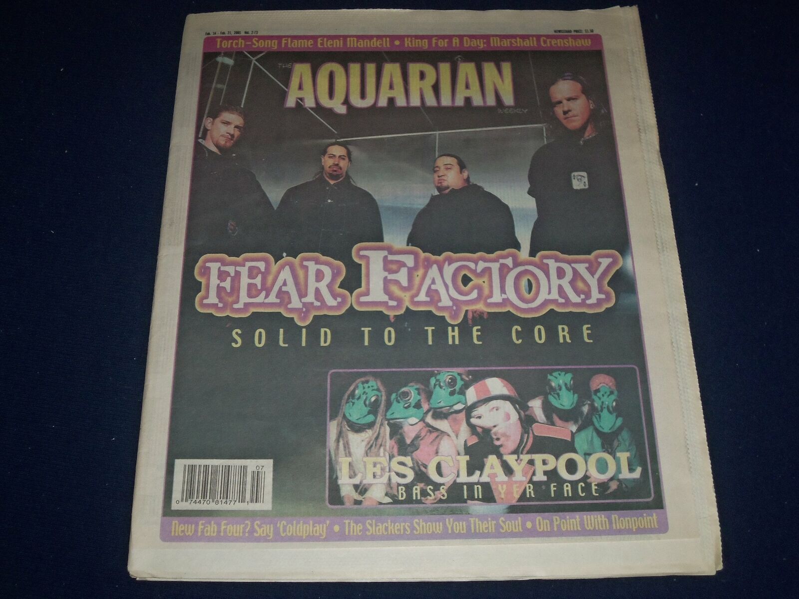 2001 FEBRUARY 14-21 AQUARIAN WEEKLY NEWSPAPER - FEAR FACTORY COVER - J 1170