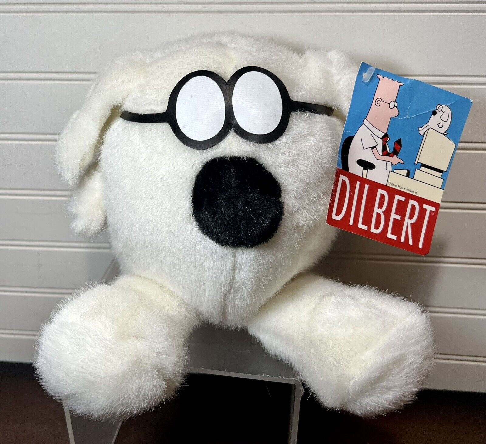 DOGBERT Dilbert comic strip cartoon dog plush White w/ Black Glasses 10” Toy NWT