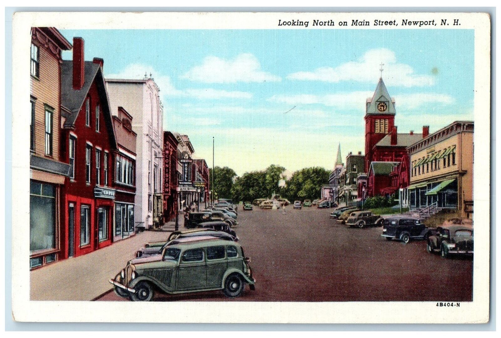 1955 Looking North On Main Street Newport New Hampshire NH Posted Cars Postcard