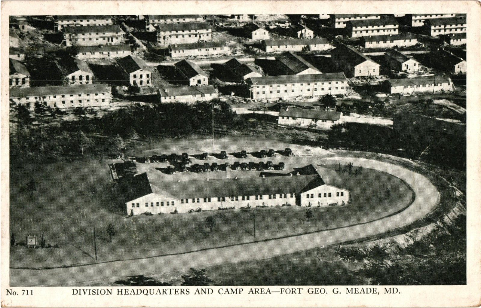 Aerial 1943 Fort Geo G Meade Maryland Division Headquarters & Camp Area Postcard