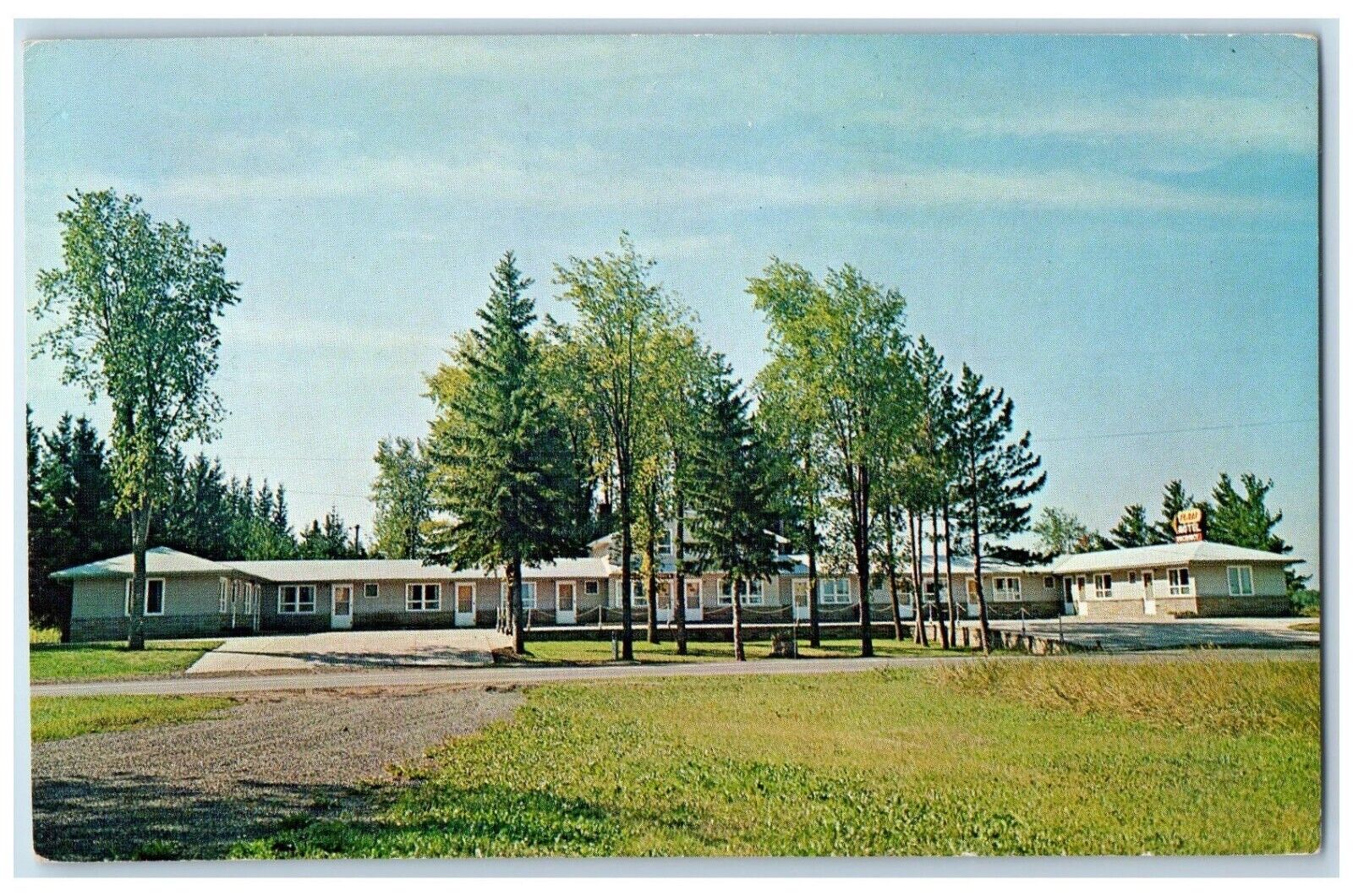 1972 View Of Plaza Motel Dirt Road Ewen Michigan MI Unposted Vintage Postcard