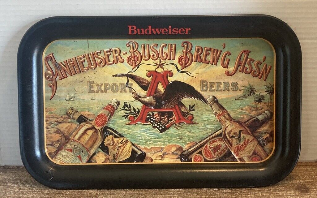 Vintage Anheuser-Busch Export Beers Metal Serving Tray Budweiser 1987