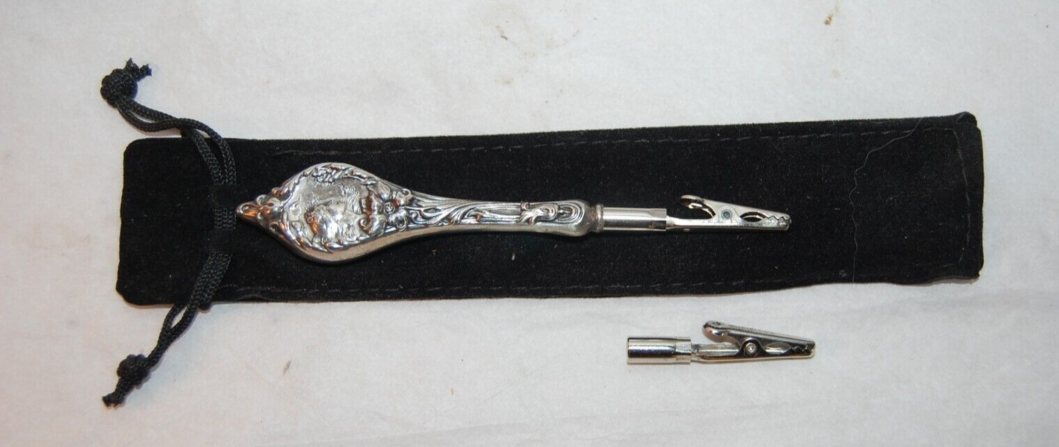 Antique  Victorian Sterling Handled  Repurposed Ornate Roach Clip Bracelet Buddy