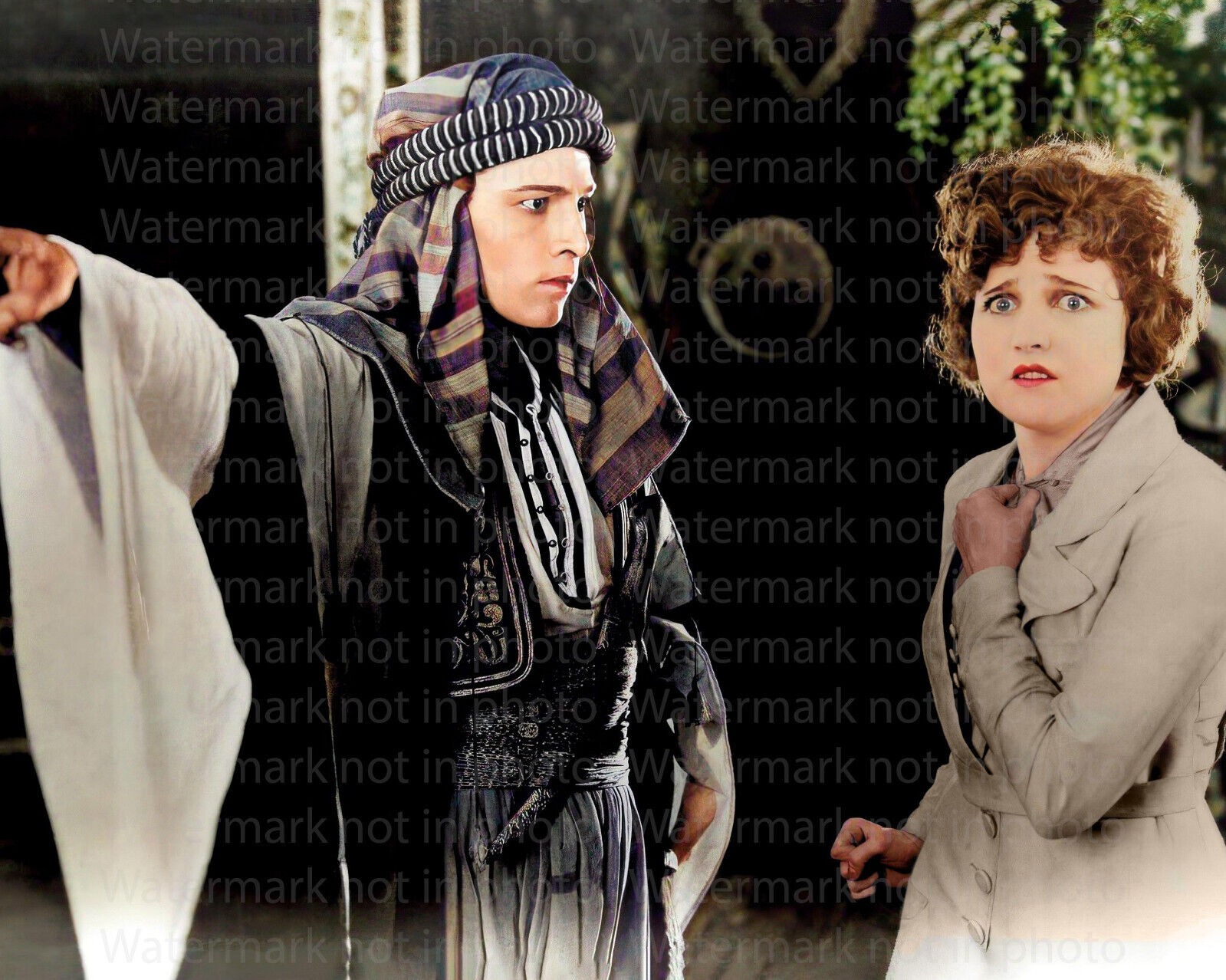 Agnes Ayres & Rudolph Valentino in The Sheik 8x10 RARE COLOR Photo 600