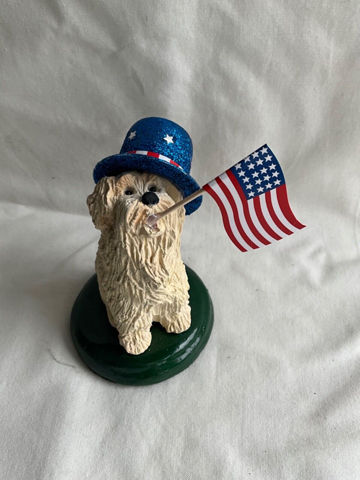 Byers Choice Patriotic Dog w/Red White Blue Flag  Labor  Memorial Day4th of July