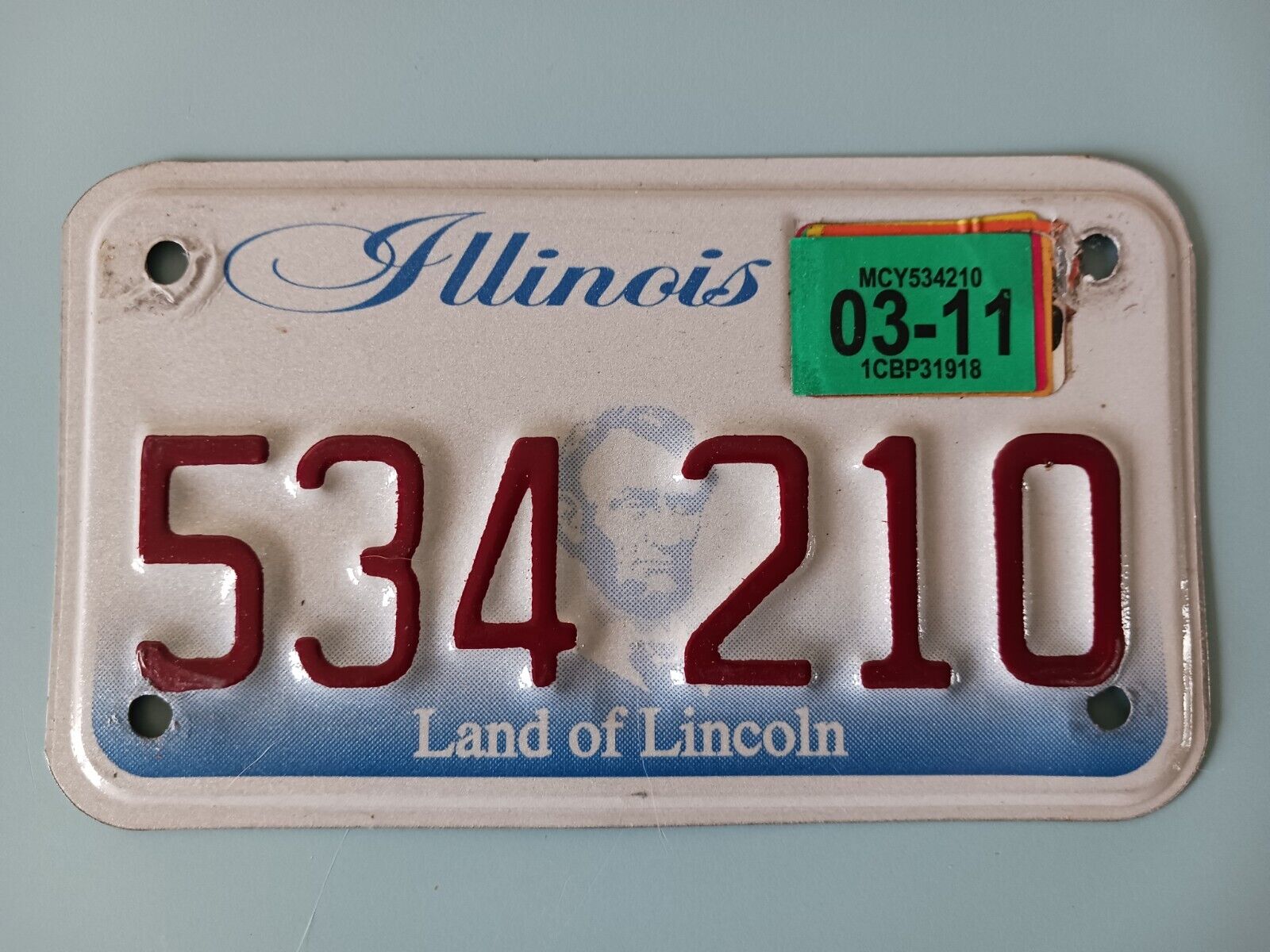 2011 Illinois IL Motorcycle License Plate 534 210