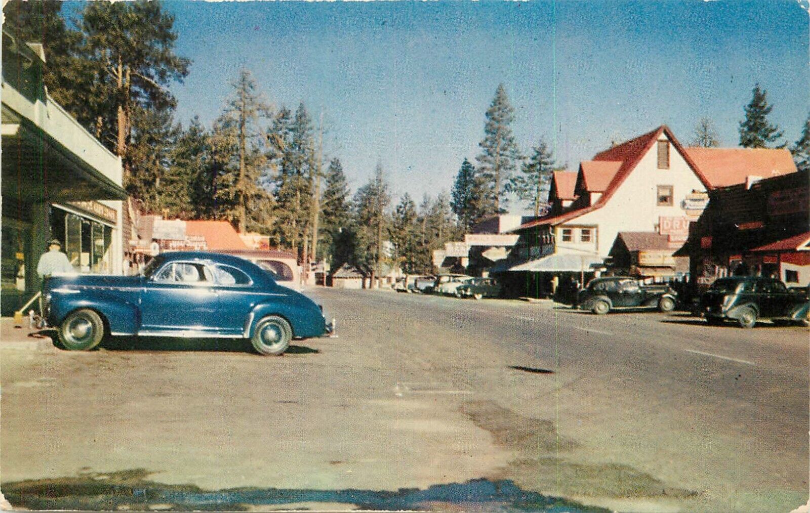 c1950s Main Street, Big Bear, California Postcard