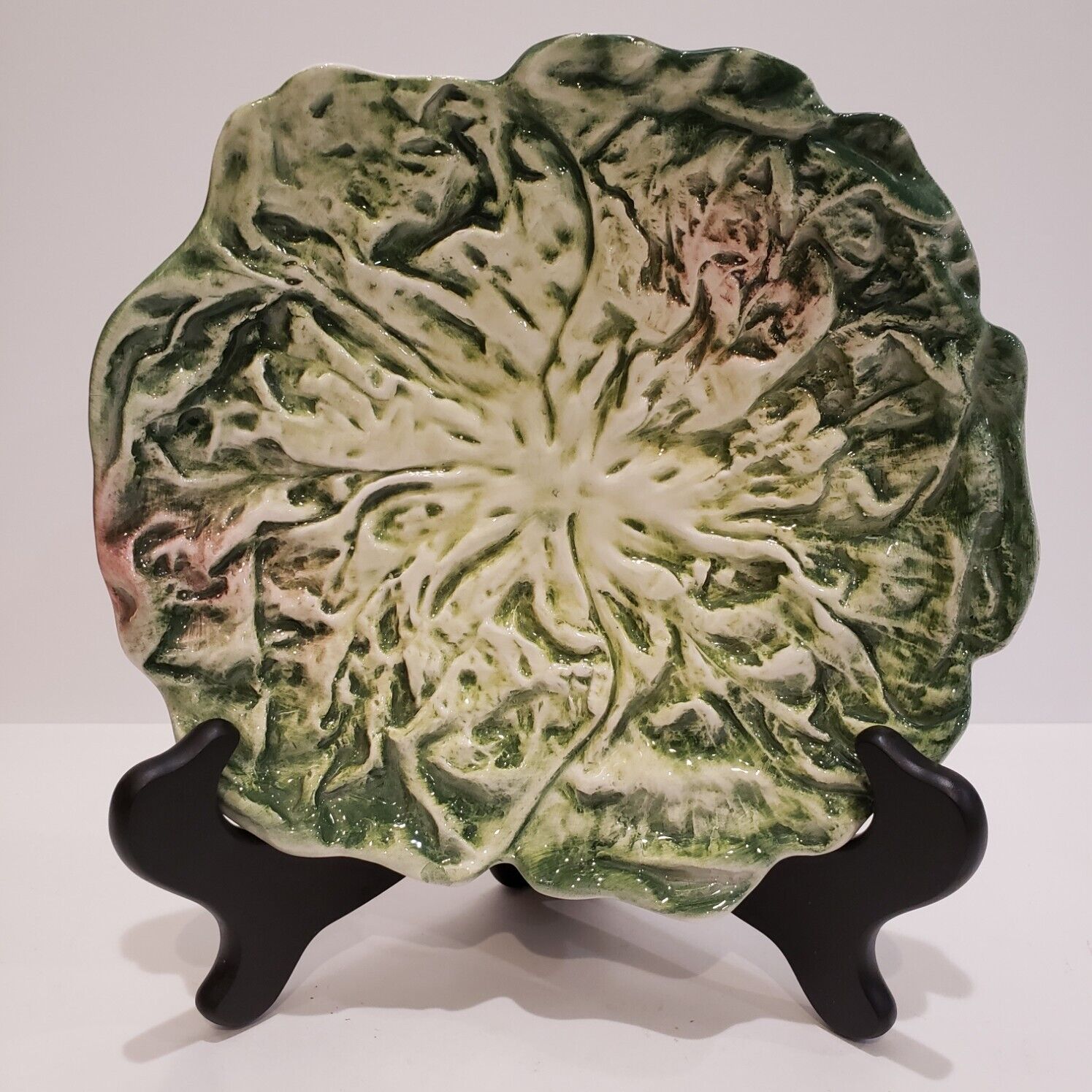 Beautiful Green ~ Italian VIETRI  ~ Hand Painted Cabbage Lettuce Leaf 8\