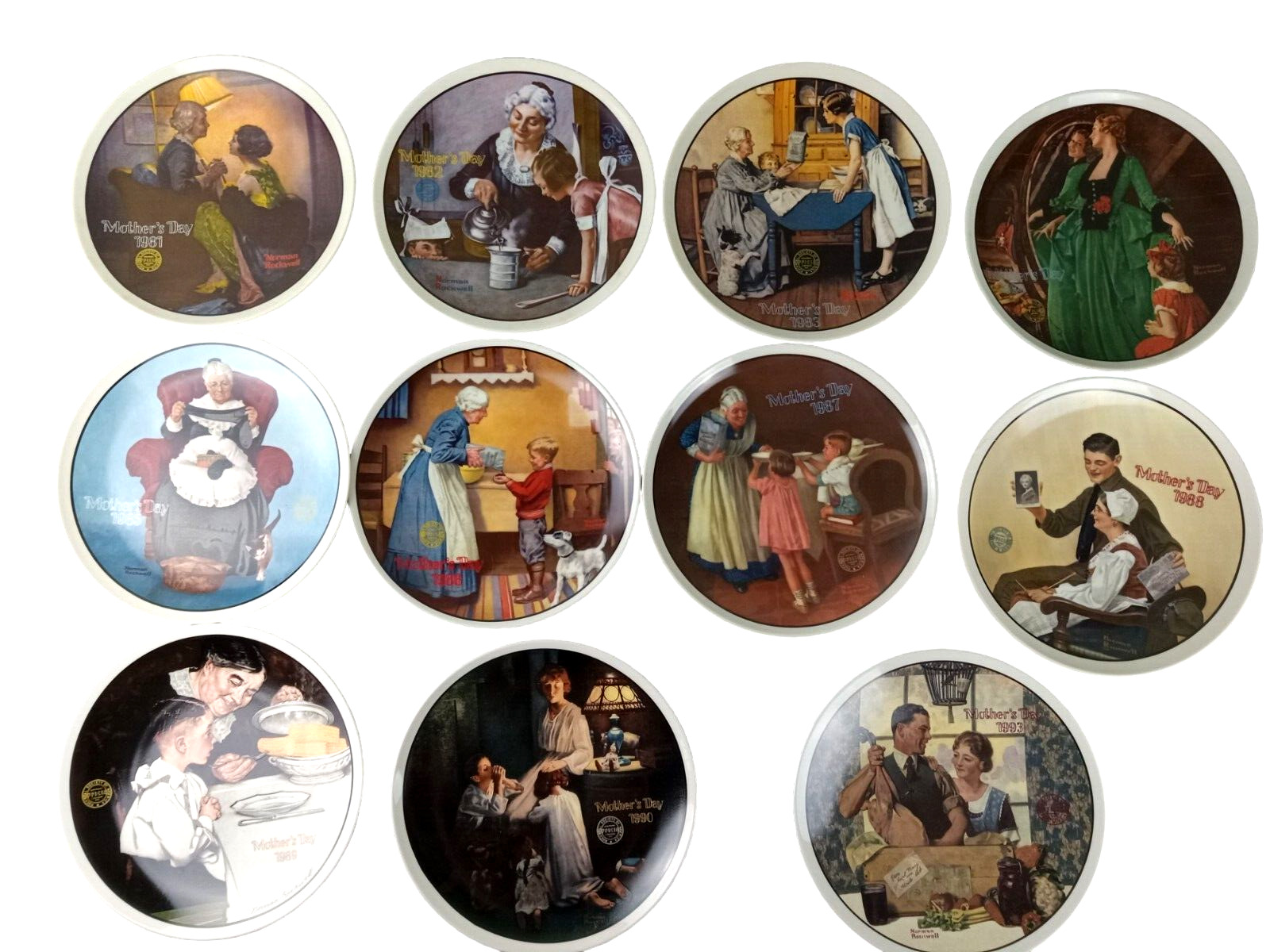 Knowles NORMAN ROCKWELL 1981-1990 Plus 1993 MOTHERS DAY Collector Plate Lot