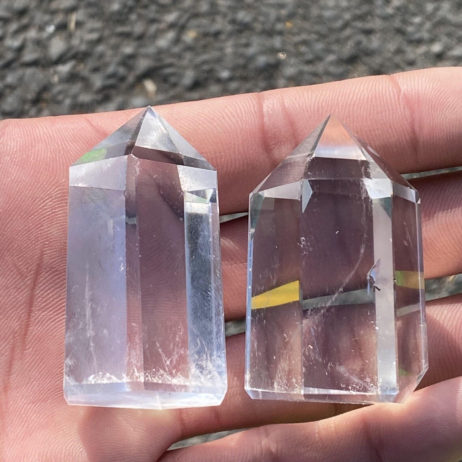 2pc Wholesale Natural geode obelisk quartz crystal wand point Gem Healing 50g+