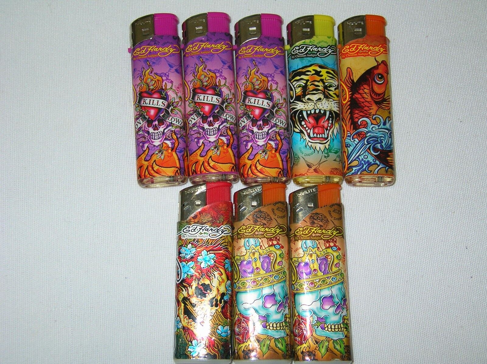 8 Ed Hardy Lighters REFILLABLE  Ed Hardy Tattoo Designs Lighters Brand New