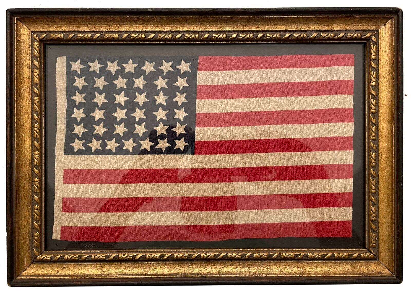 Circa 1876 Rare ANTIQUE 38 Star American Parade Flag Folk Art Primitive AAFA