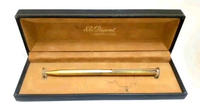 Vintage French S.T Dupont Classic Ballpoint Pen Vermeil Sterling 925 In Box