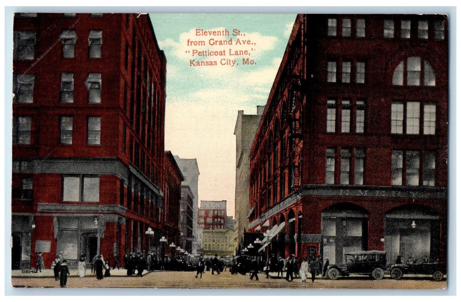 Kansas City Missouri MO Postcard Eleventh Street Grand Ave. Petticoat Lane c1910