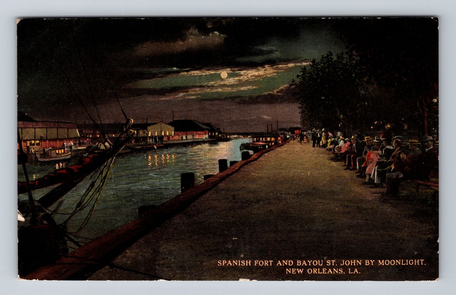 New Orleans LA-Louisiana, Spanish Fort And Bayou St John, Vintage Postcard