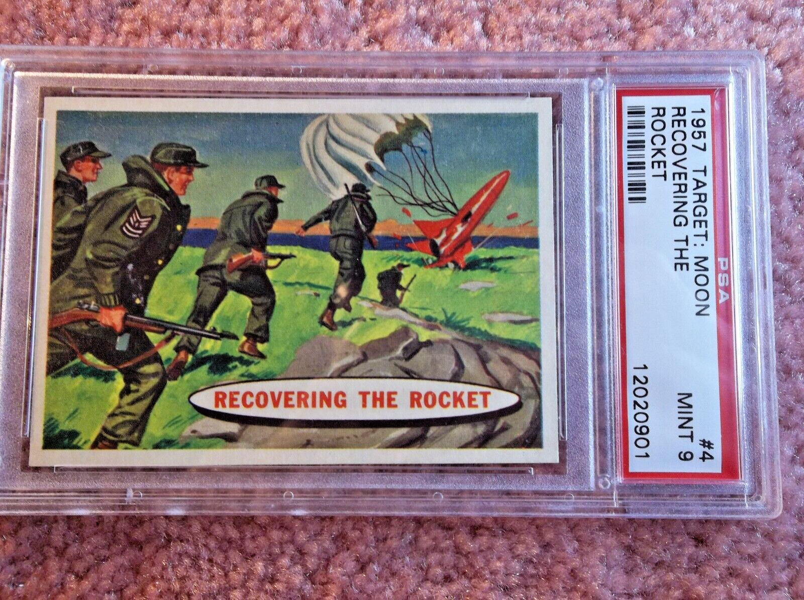 1957 TOPPS Target Moon # 4 RECOVERING THE ROCKET PSA 9 MINT RARE 1 OF ONLY 5