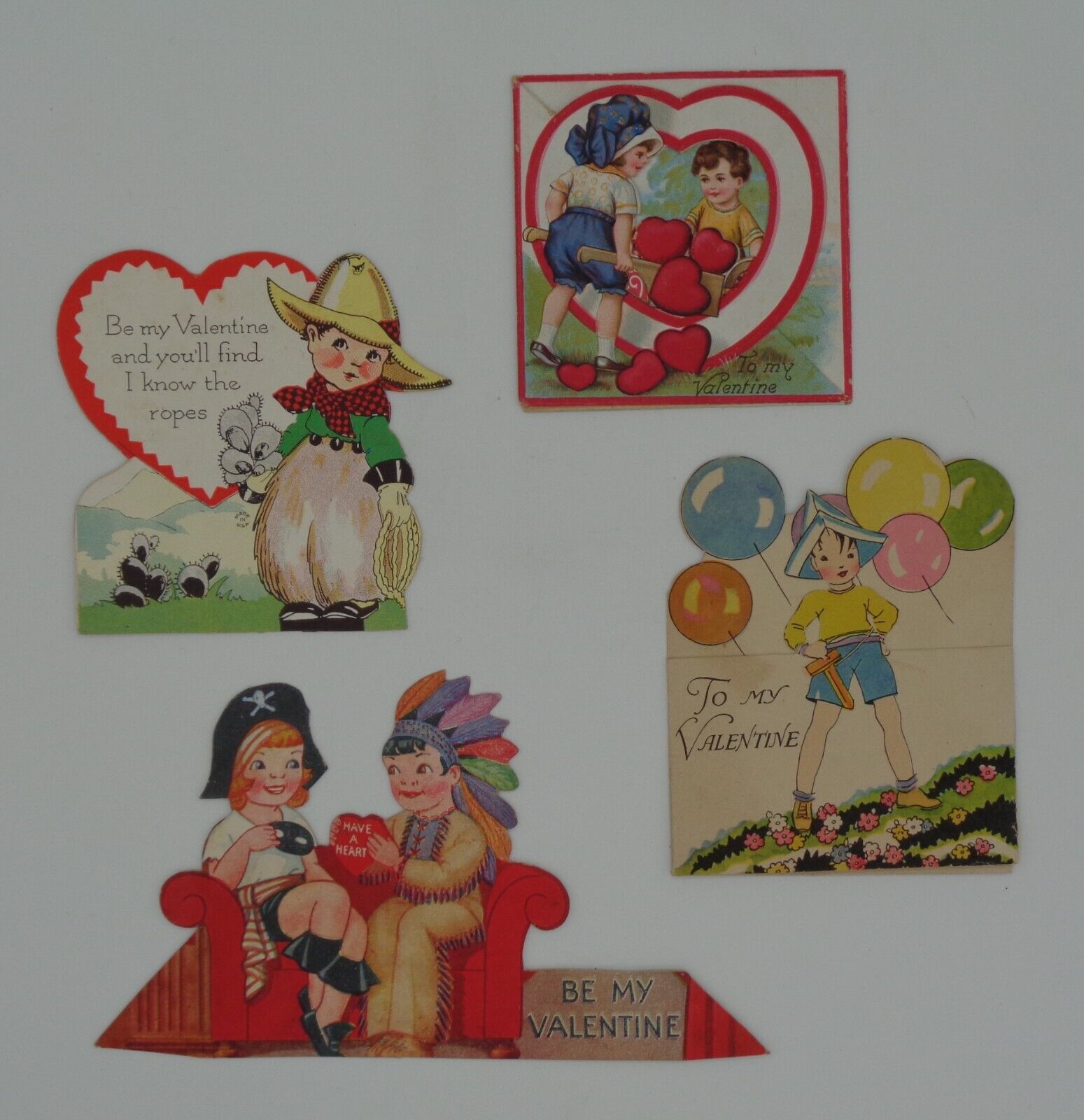 Collection Of Eight (8) Valentine\'s Day Cards From 1930\'s Lot #1