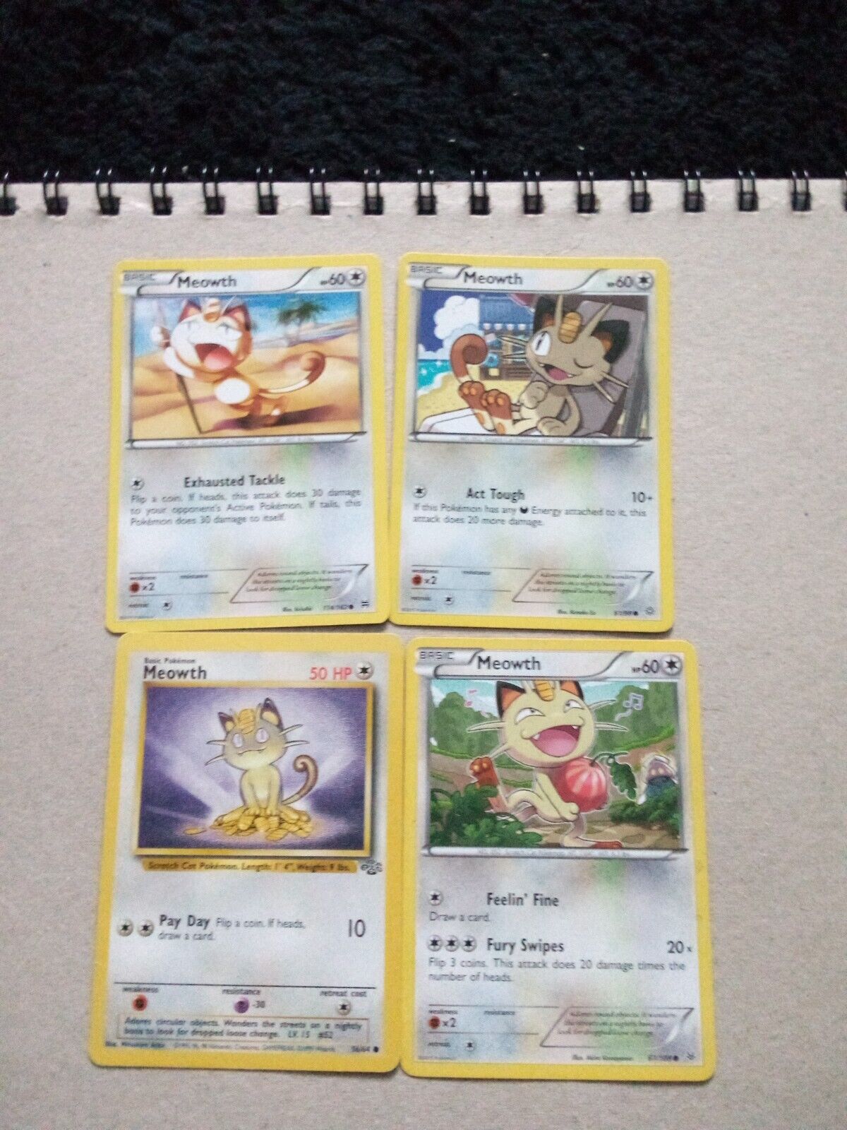Various Pokémon Tgc X4 Meowth Lightly Played 