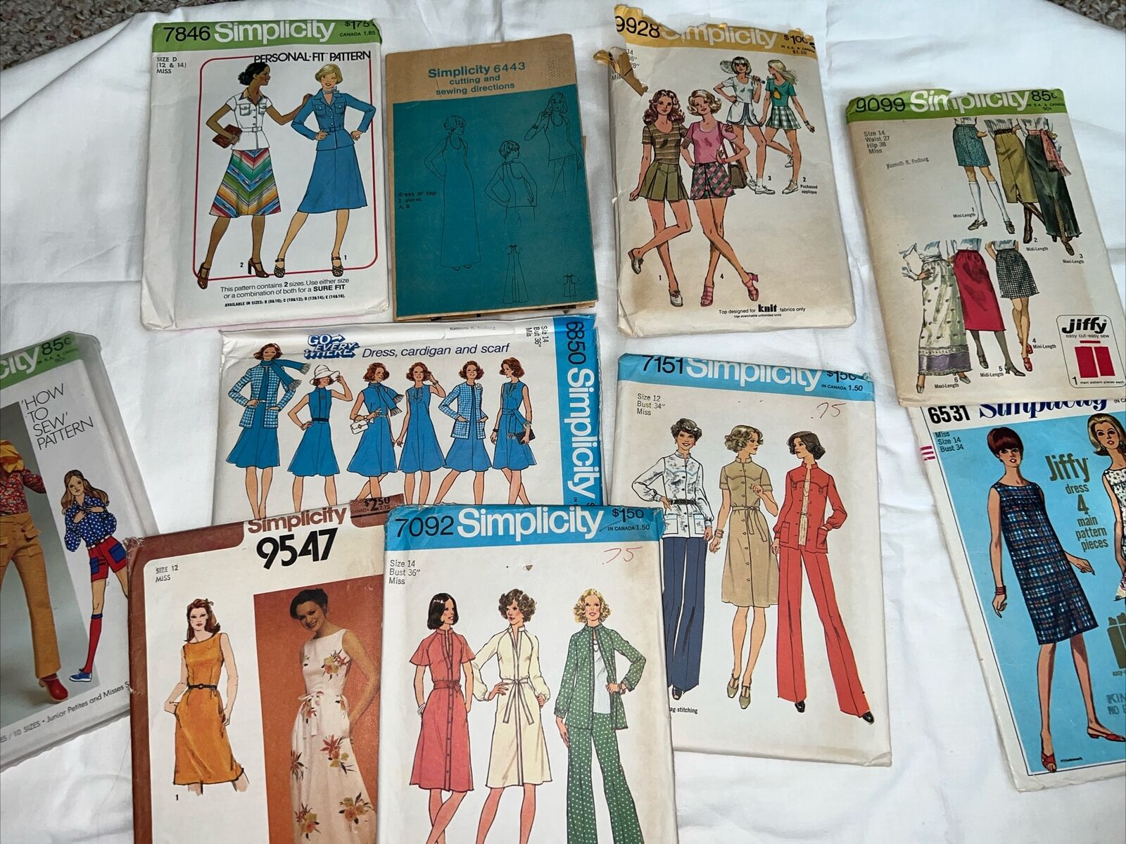 Vintage Lot Of 10 1970’s Hippie Sewing Patterns Cut As Is Dress Pants Suit Vtg