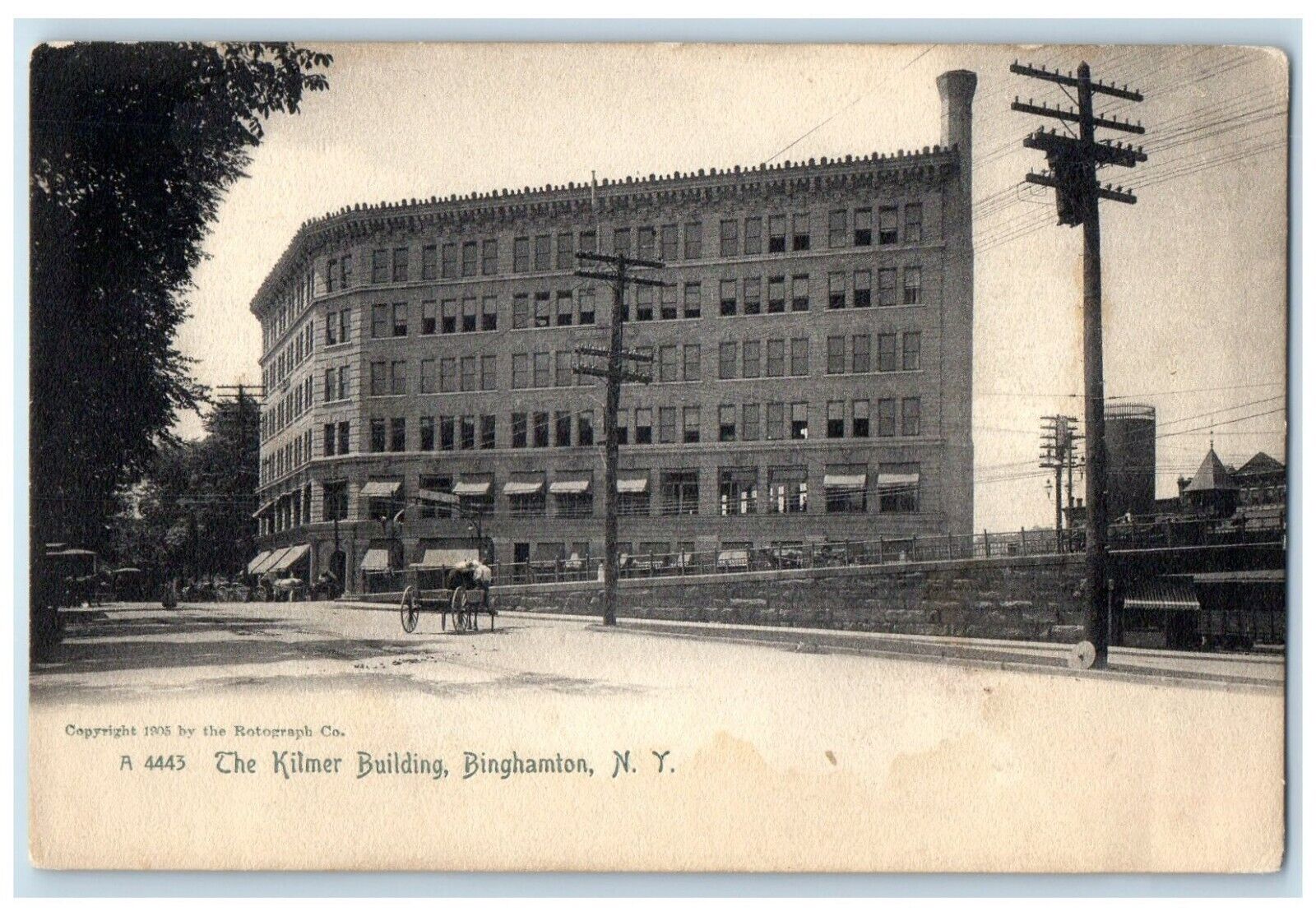 c1905 The Kilmer Building Scene Street Binghamton New York NY Rotograph Postcard