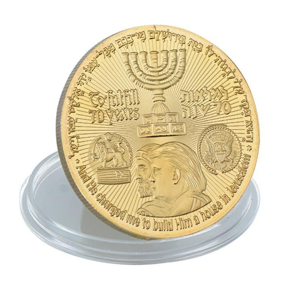 Donald Trump Gold Plated Coin King Cyrus Jewish Temple Jerusalem Israel