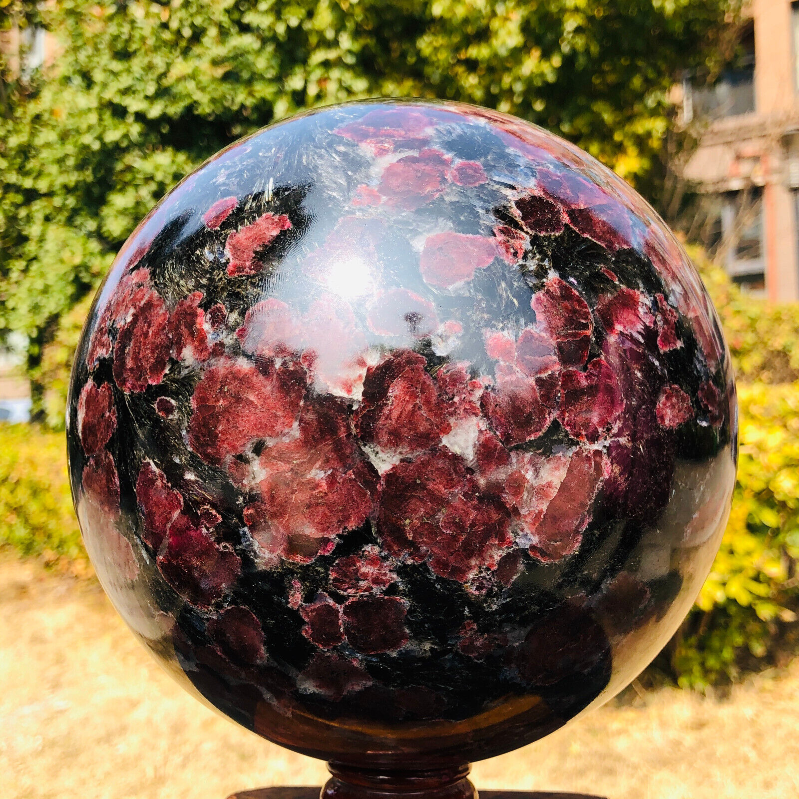 19.84LB  Natural  Firework red garn Quartz polished sphere crystal  ball healing