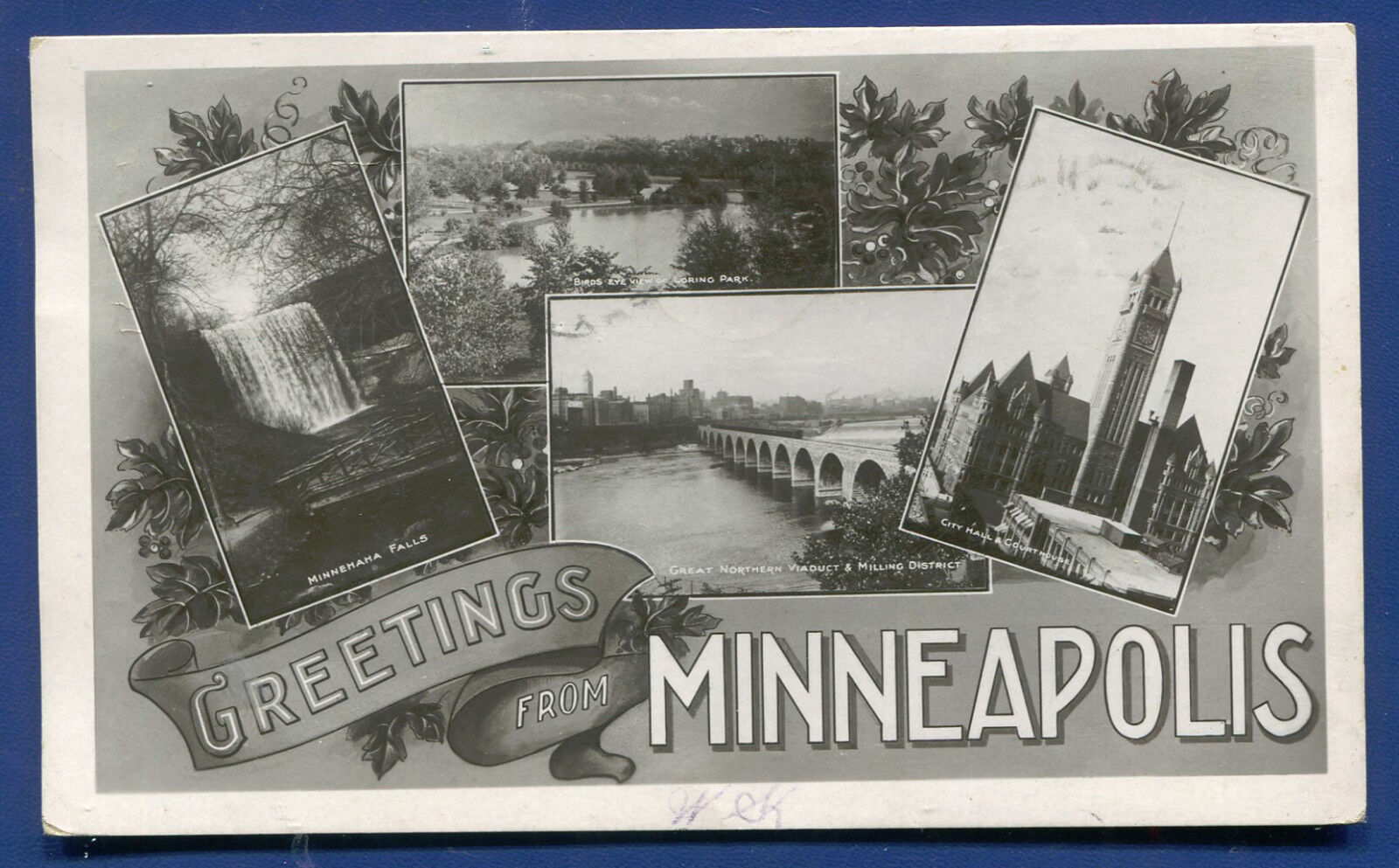 Minneapolis Minnesota mn Greetings multi-view real photo postcard RPPC